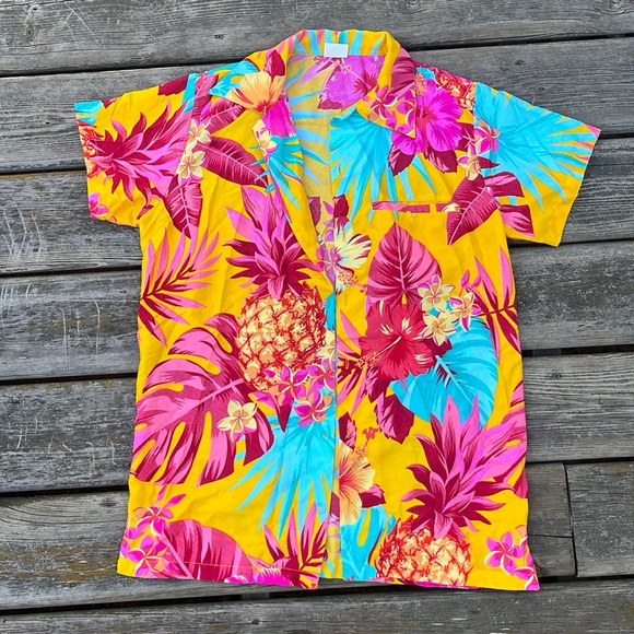 Pink & Yellow Tropical Vacation Shirt - Picture 1 of 8